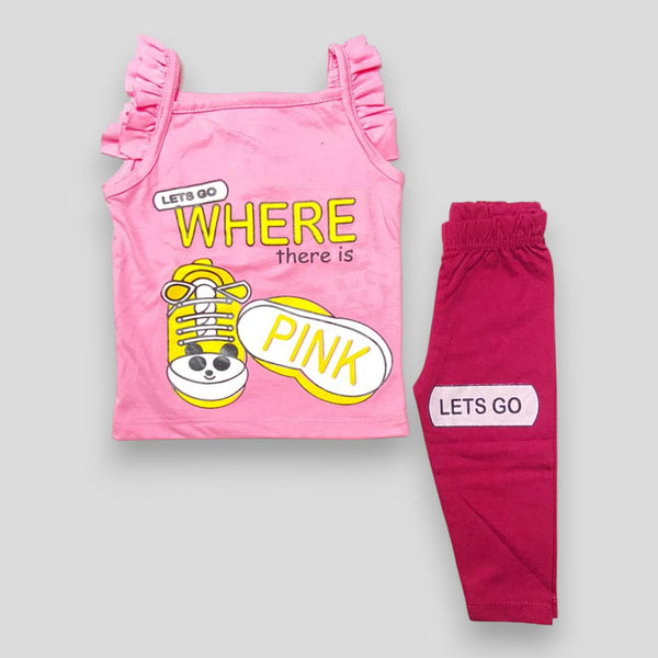 Pink Printed 2 Pcs Suits Girls - K- Junction