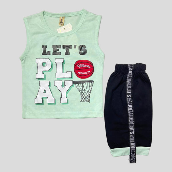 Let's Play Basketball -Green- Shirts & Shorts Boys