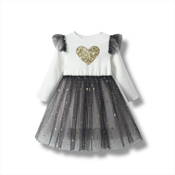 White and Golden Heart  Frock