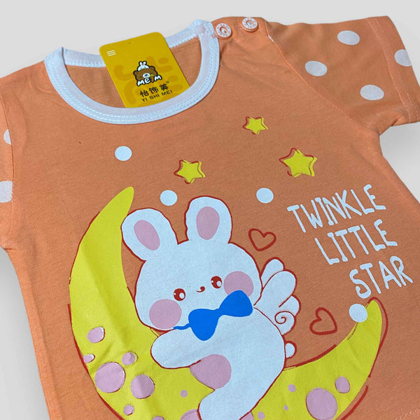 Twinkle Little Star - Peach Orange - 2 Pcs Shirt & Short