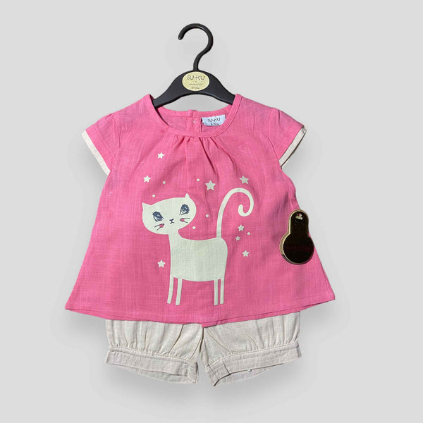 Star Kitty - Pink & Fone - 2 Pcs Set - T-Shirt & Short