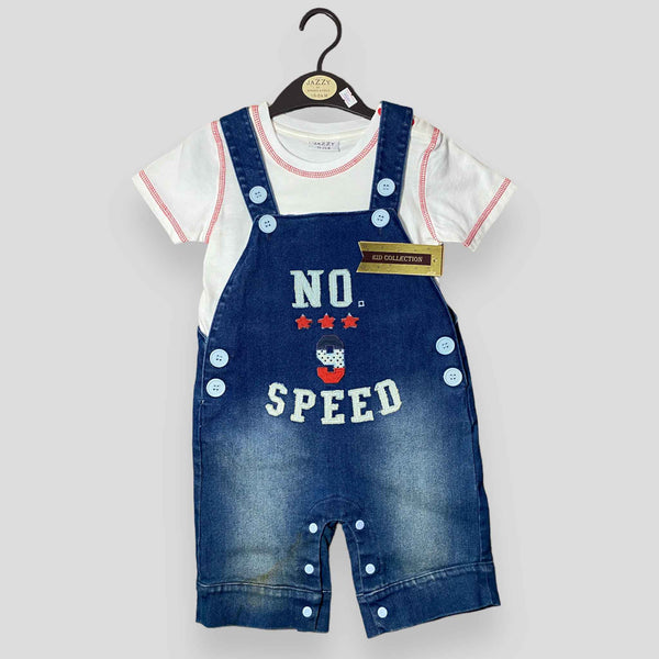 No Speed - Dangri - White & Navy Blue - 2 Pcs Set