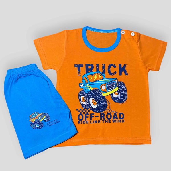 Truck Off Road - Orange and Blue - 2 Pcs Shirt & Short