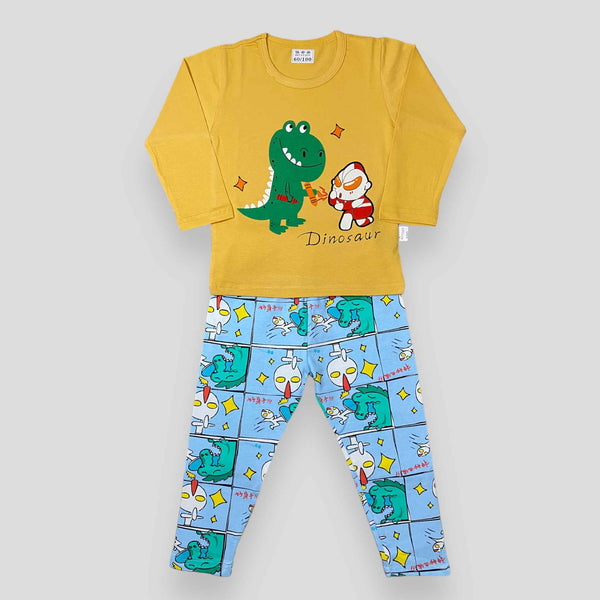 Mr. Dinosaur - Yellow & Blue - 2 Pcs Set - T-Shirt & Trouser