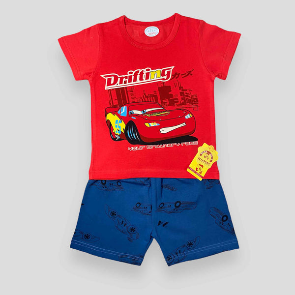 Drifting - Red & Blue - 2 Pcs Set - T-Shirt & Short