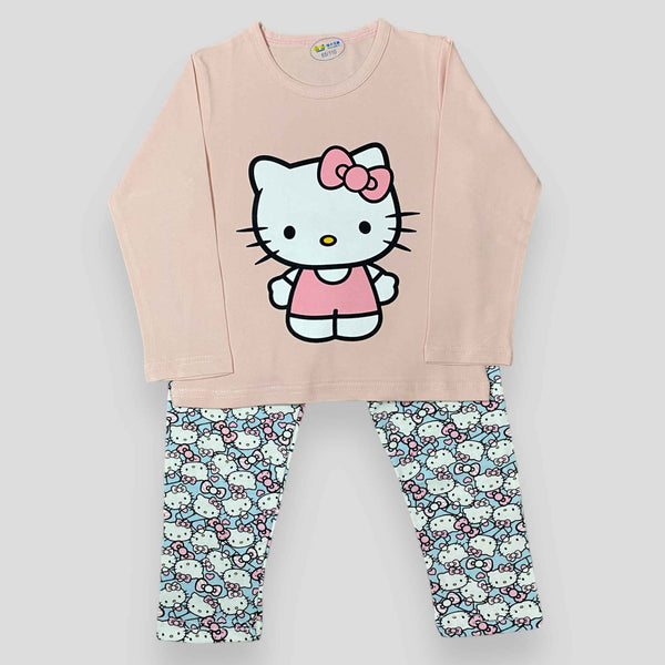 Hello Kitty - Peach - 2 Pcs Set - T-Shirt & Trouser