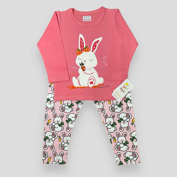 Bunny Bow - Pink - 2 Pcs Set - T-Shirt & Trouser