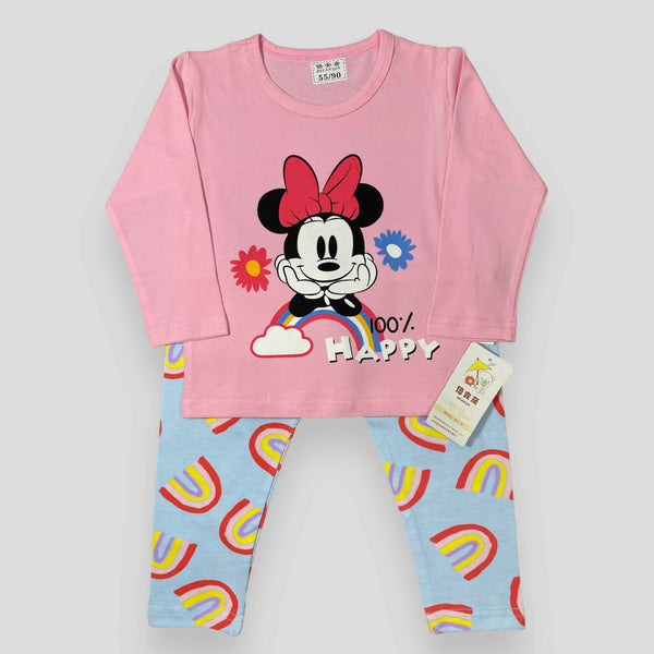 Miss Minnie Rainbow - Pink - 2 Pcs Set - T-Shirt & Trouser