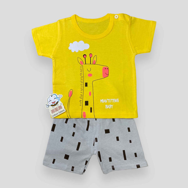 Mr Giraffe - Yellow & Gray - 2 Pcs Shirt & Short