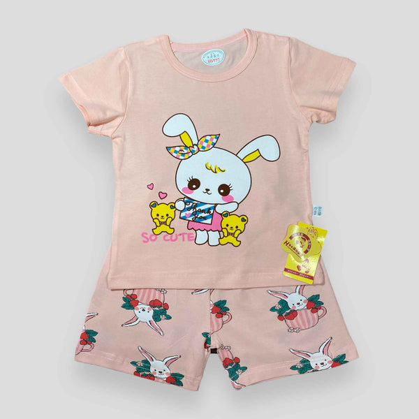 Summer - Peach Pink - 2 Pcs Set - T-Shirt & Short
