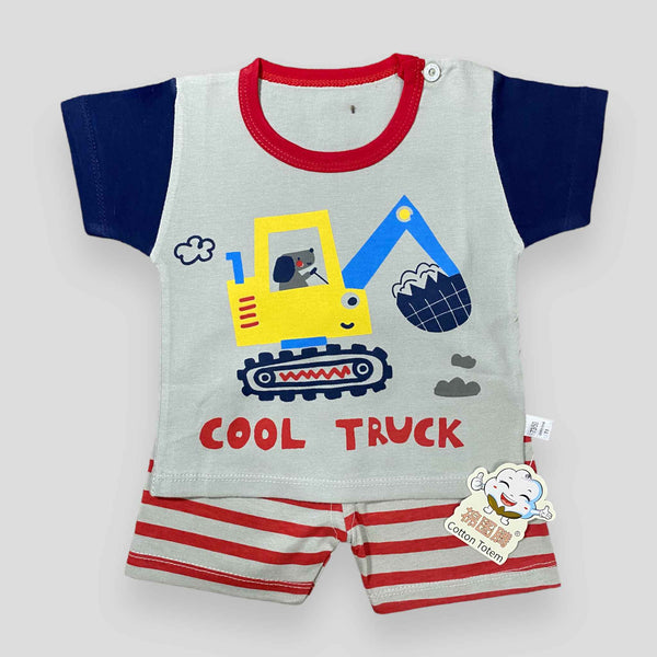 Cool Truck - Gray, Blue & Red - 2 Pcs Shirt & Short