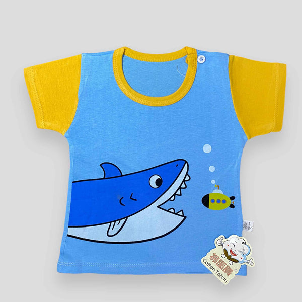 Mr Shark - Blue & Yellow - 2 Pcs Shirt & Short