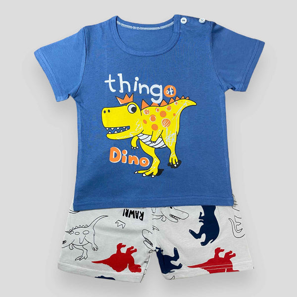 Thing of Dino - Blue & Gray - 2 Pcs Shirt & Short