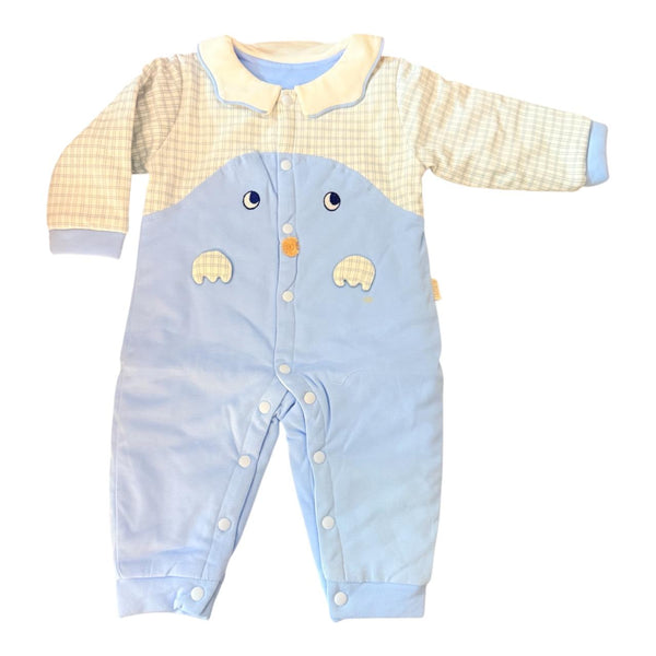 Elephant Buddy Blue Quilted Romper