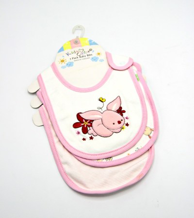 Pink Rabbit - Pack Of 3 Carter’s - Embroidered Bibs.