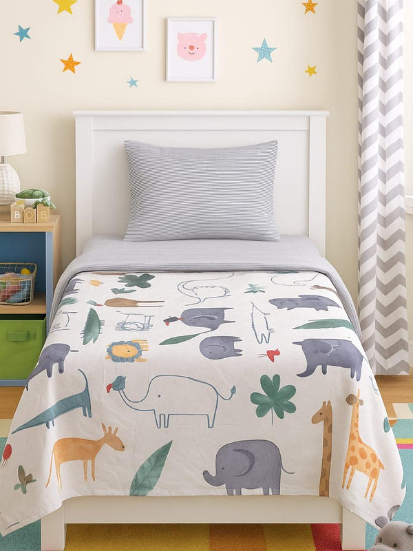 Elephant Bedsheet-Grey