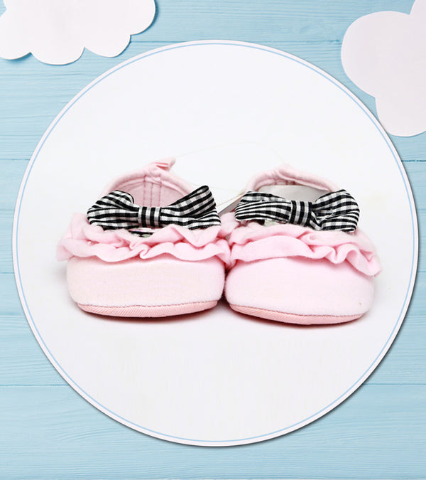 Miss Pink Black Check Bow - Booties