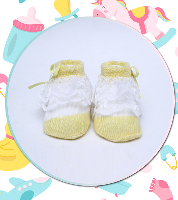 Miss Lace Yellow & White Frill - Booties