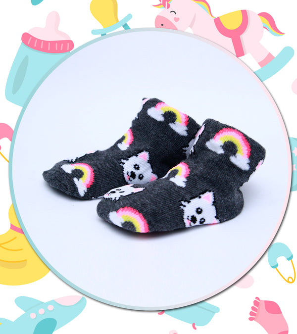 Grey Rainbow Cat - Booties - Carter's