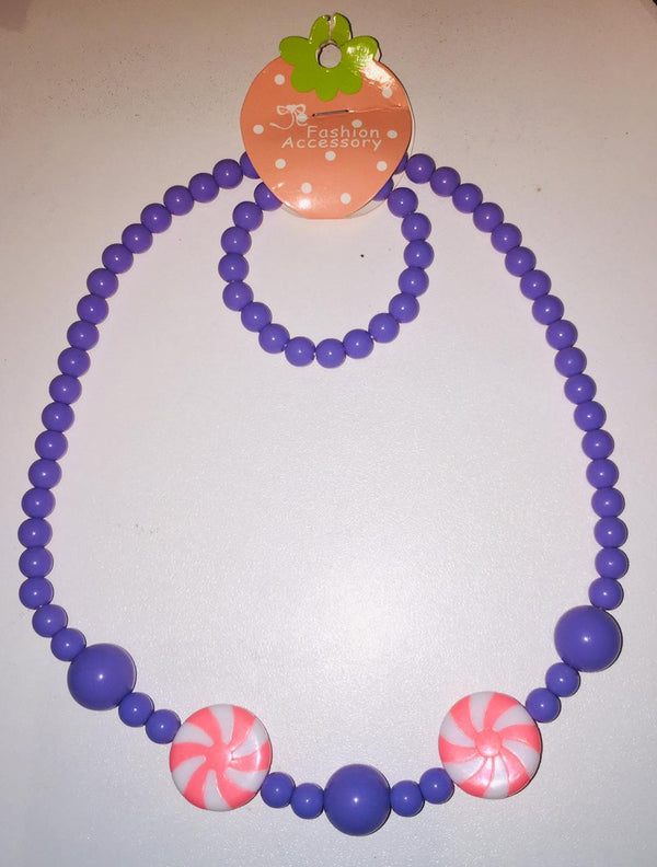 Purple & Orange Candy Necklace - 2 pcs set